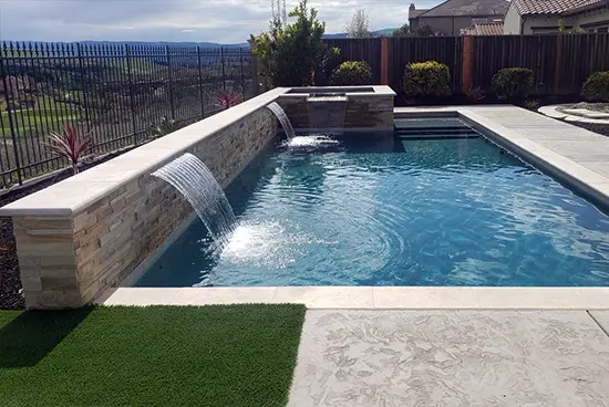 San Ramon Swimming Pool remodeling with hot tub and fountains