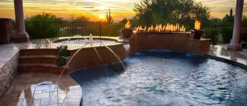 Custom pool and fire pit by Aqua Dream Pools